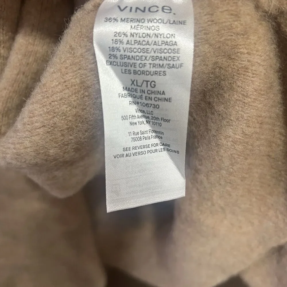 Vince Collarless Cardigan Coat Italian Wool Alpaca Bouclé Knit Camel XL NWT